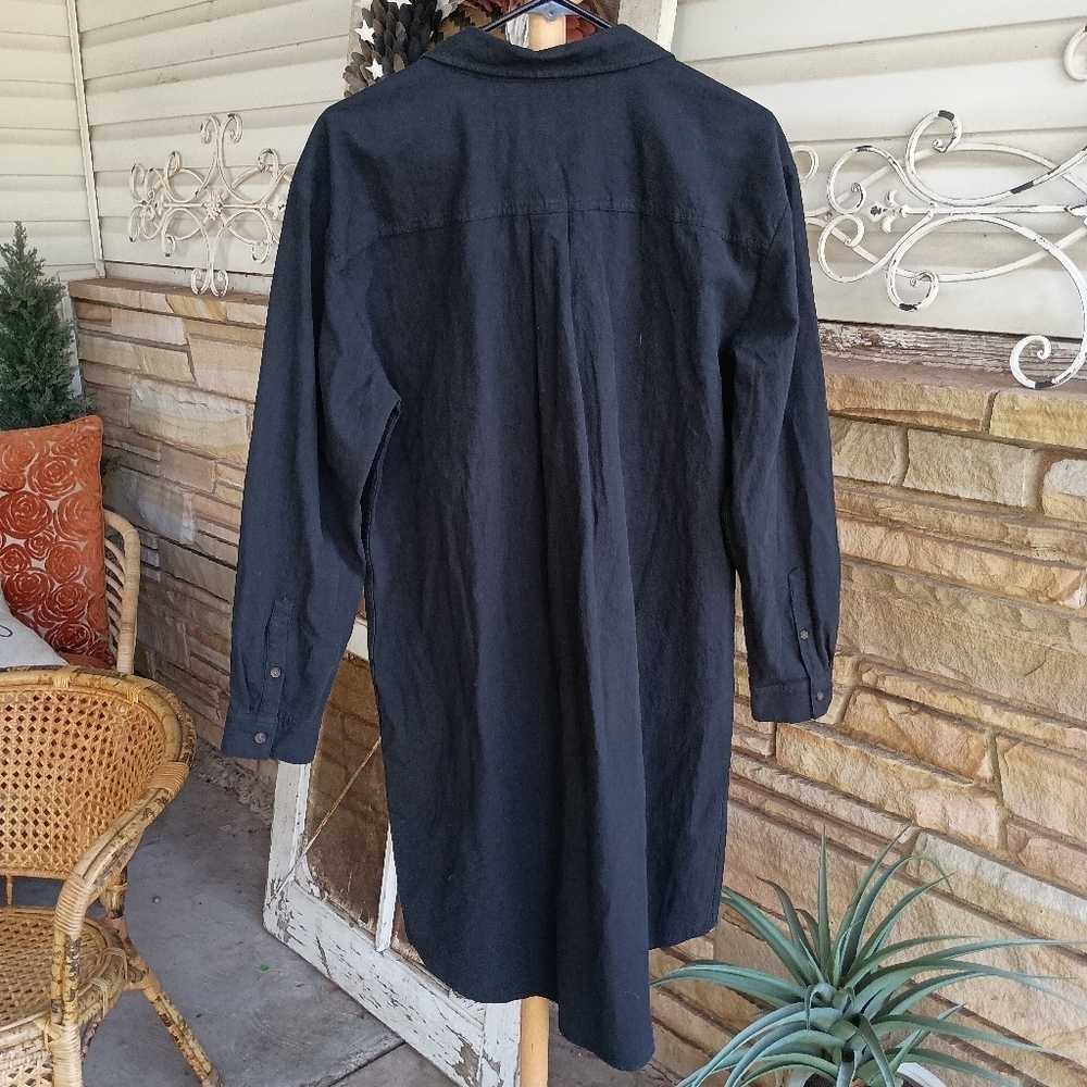 NWT Style & Co. Black Button-Up 100% Cotton Shirt Dress_Large - Picture 5 of 6